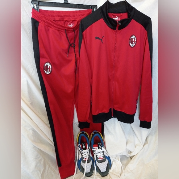 AC Milan Men's T7 Track Jacket Red and Black Size M - Picture 7 of 7